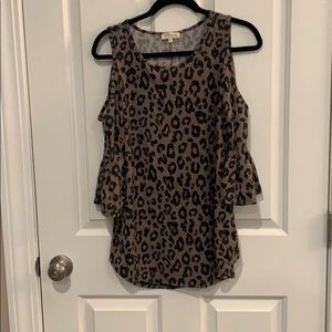 Leopard cold shoulder top
